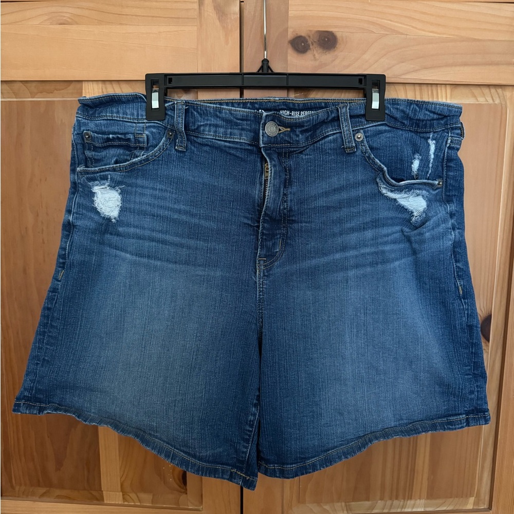 Torrid Dark Blue Distressed Denim Shorts